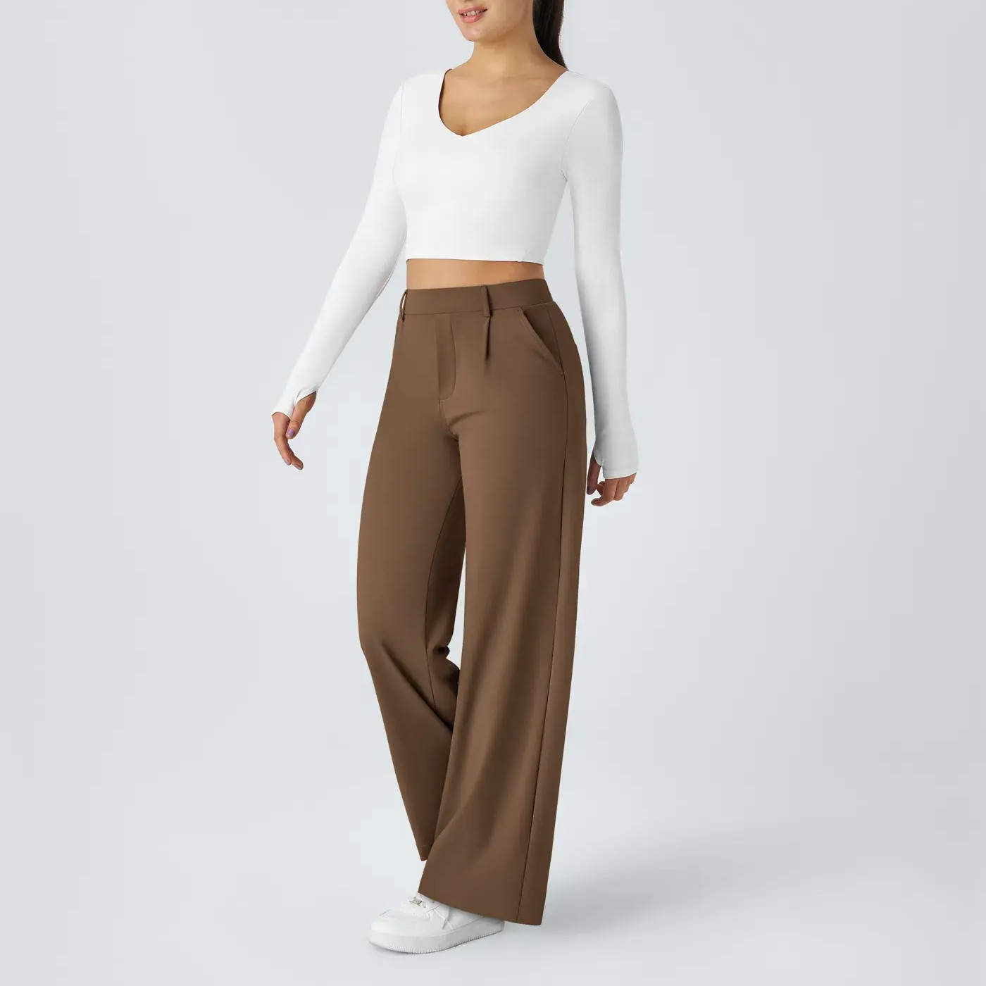 💝Limited Time&Free Shipping💝High Waisted Side Pocket Straight Leg Work Pants