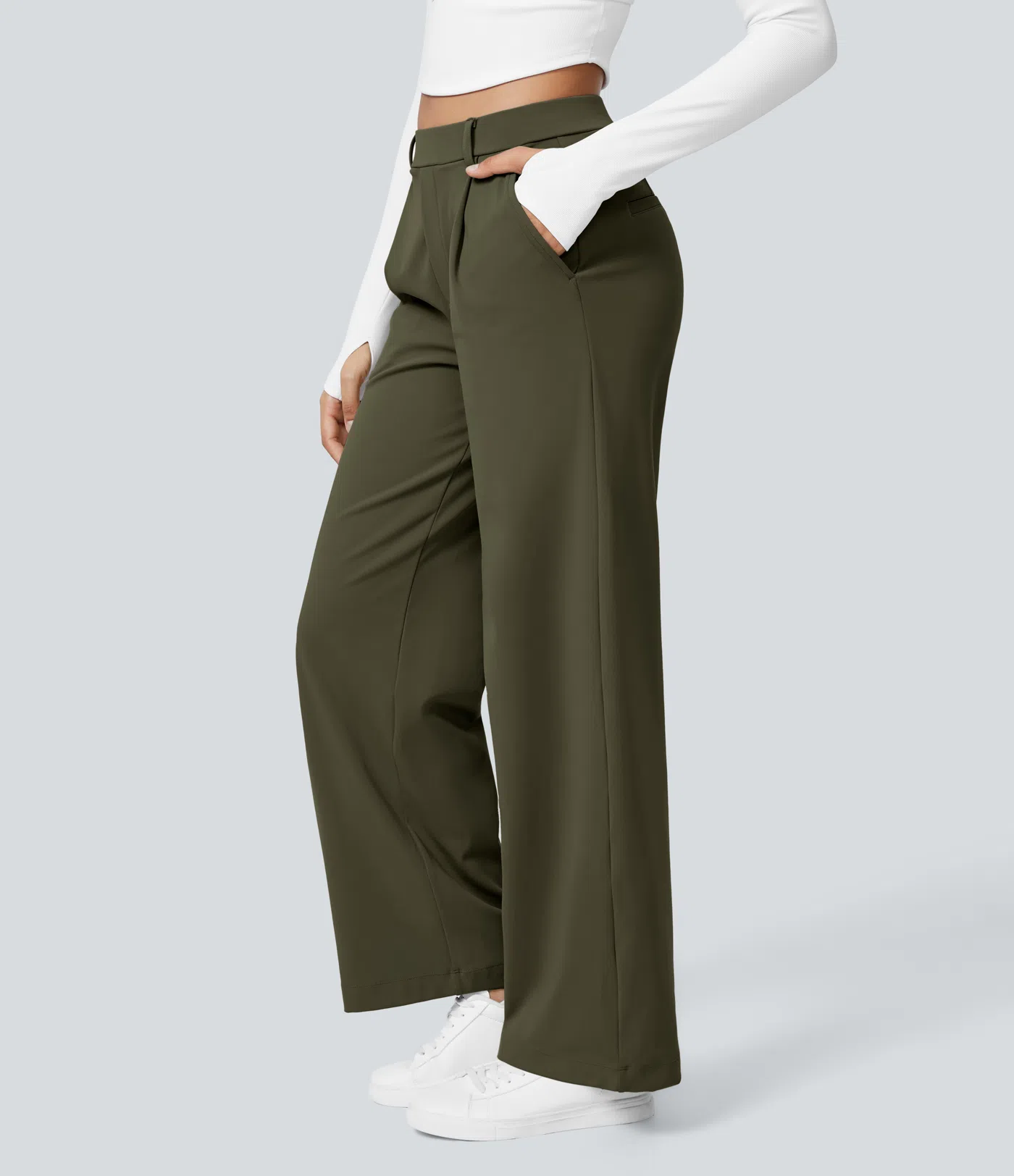 💝Limited Time&Free Shipping💝High Waisted Side Pocket Straight Leg Work Pants