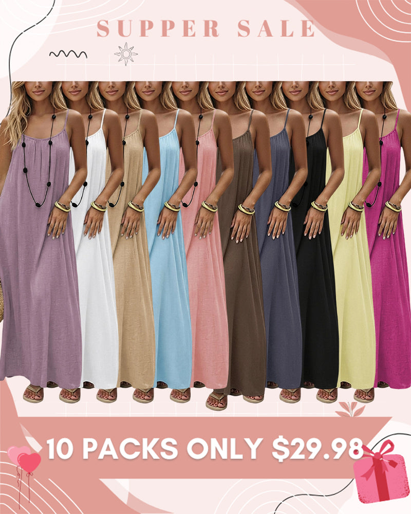 Limited time special🔥Women's Solid Color Backless Cami Dress