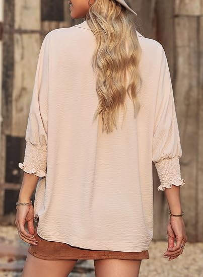 2026 Clearance Item - Women's V-Neck 3/4 Sleeve Oversized Tunic Tops