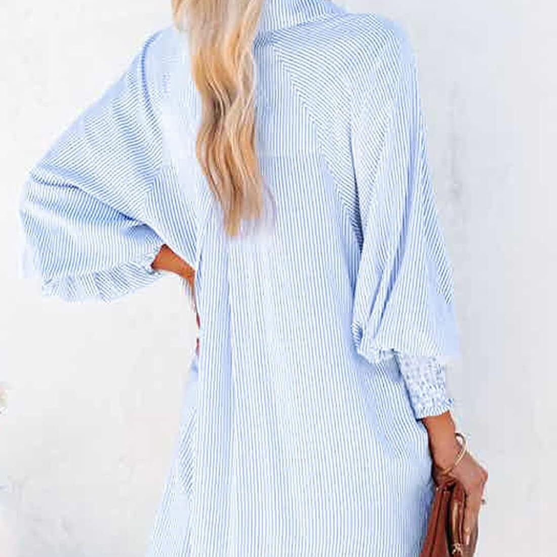 🔥2026 Clearance Item🔥Women's pleated cuffs striped shirt with pockets and casual collar