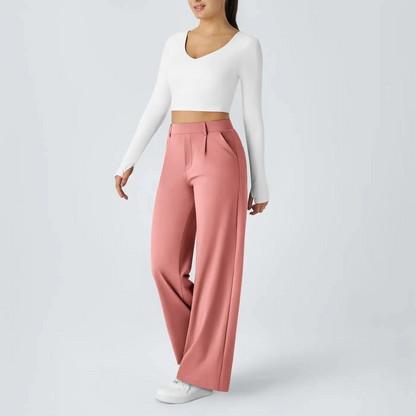 💝Limited Time&Free Shipping💝High Waisted Side Pocket Straight Leg Work Pants