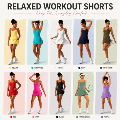 Summer Specials - Backless 2-in-1 Flare Workout Dress With Shorts Underneath